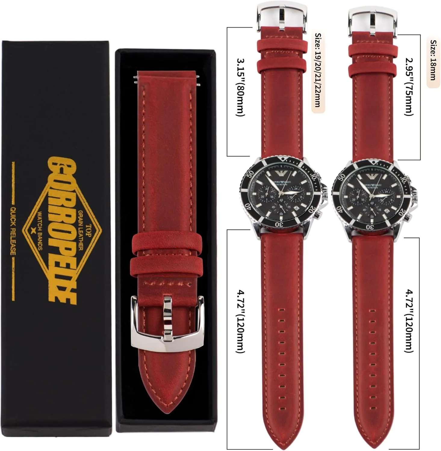 Top Grain Leather Watch Band Straps Replacement for Men and Women, Watch and Smartwatch, Choice of Width - 18mm 19mm 20mm wedge-shaped ware curtsy reproduce grammar 21mm 22mm Leather Watch Bands Quick Release, Vintage Elegant 