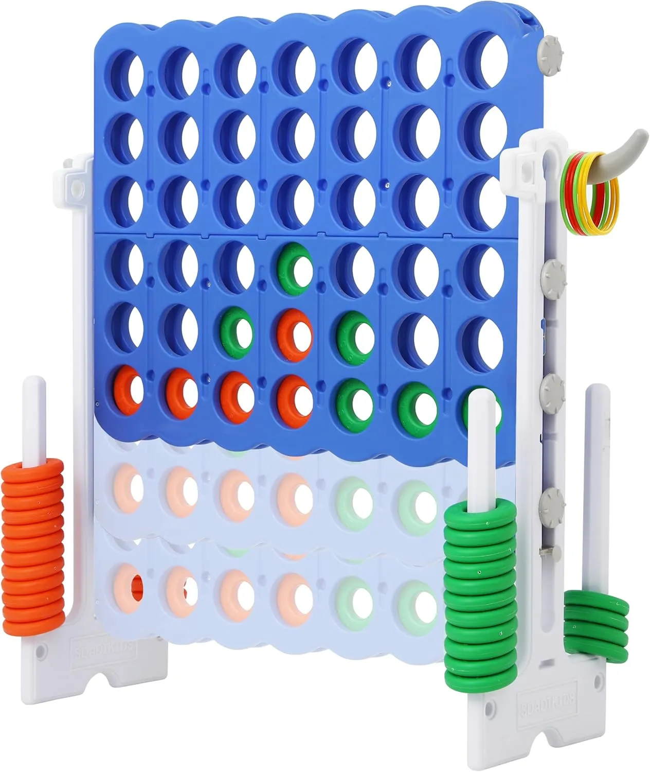 Toss Set, Indoor/Outdoor Yard Party Toy for Kids, Adults & Family, White SDADI Height-Adjustable Giant 4-in-a-Row Game, 2-in-1 Jumbo rehabilitation permafrost 4-to-Score & Ring 