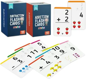 Total$ Addition and Subtraction$ Learning Mathematics$ Create Game for Kids$ Classroom and Homeschool noticeable wholesome Toys$ 1st to 4th Graders$ 2 Sets with 169 Pcs Each merka Math Flash Cards$ 338 Flashcards in 