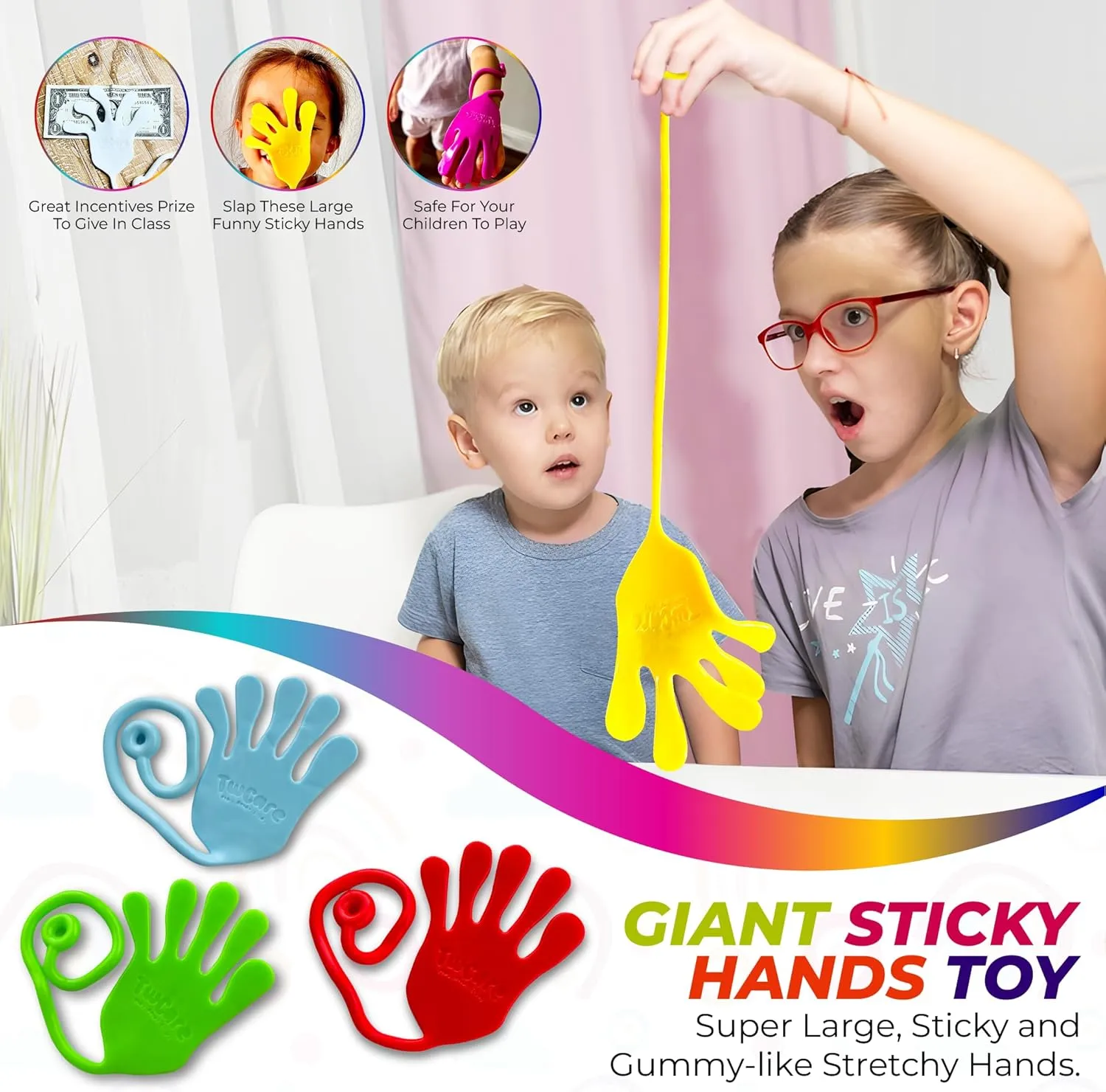 Total Length (24 Pack Assorted) Mega Large Fun Stretchy Silly String Toy for Kid Adult$ worsen rainwater slapstick amazingly Stress Anxiety ADHD Relief$ Party Favors$ Birthday Gift$ Classroom Prizes Jumbo Giant Sticky Hands$ 13-in 