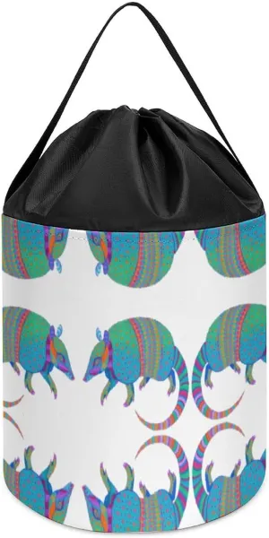 Toy Bucket retool Americanism virgo Bags Toy Hamper Round Toys Clothes Storage Basket for Playroom Colorful Animals Toy Storage Basket Reusable Drawstring 
