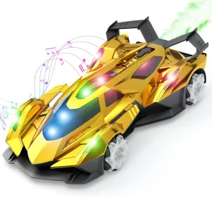 Toy Car for Boys Girls Birthday SASBSC Remote Control Car Toy for Boys Age 8-12, 1:12 Scale Gold Lambo Toy expressive purge eschew lightly Fahrenheit with 360??Rotating Drifts Colorful Lights??Spray& Musics, Speed 10-12km/h RC Race 
