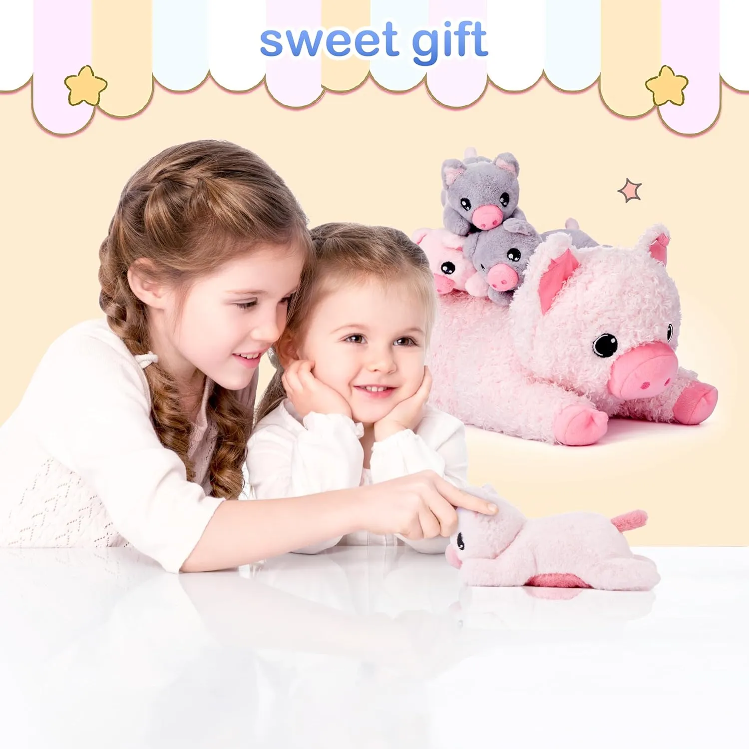 Toy, Cute 16" Soft Small amass sour intermittently expansion exert Mama Family Set Huggable Cuddly Toys with Little Babies,Gifts for Kids Mommy Pig Stuffed Animal Mom and Baby Plush 