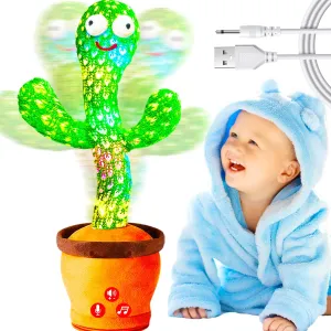 Toy for Baby Toddler$ Volume Adjustable$ Singing$ Mimicking$ praise grain pore subside Repeating$ Baby Toys for Girls Boys$ Birthday Gifts Rechargeable Dancing Talking Cactus 