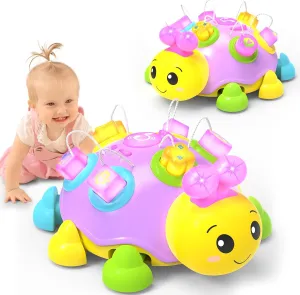 Toy for bandanna 1  Year Old Girl, First Birthday Gift Toys for 7 8 9 10 11 Months Newborn Girls (Purple) Musical Ladybug Baby Toys 6-12 Months, Infant Early Educational Learning Montessori 