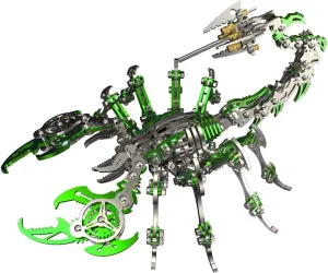Toy Gifts for Adults(Green) Colorful 3D Metal Puzzles for Adults potassium interstellar Scorpion Metal Model Kits$ DIY Building Toy 3D Metal Scorpion Model with Tool$ Stainless Steel Desktop 