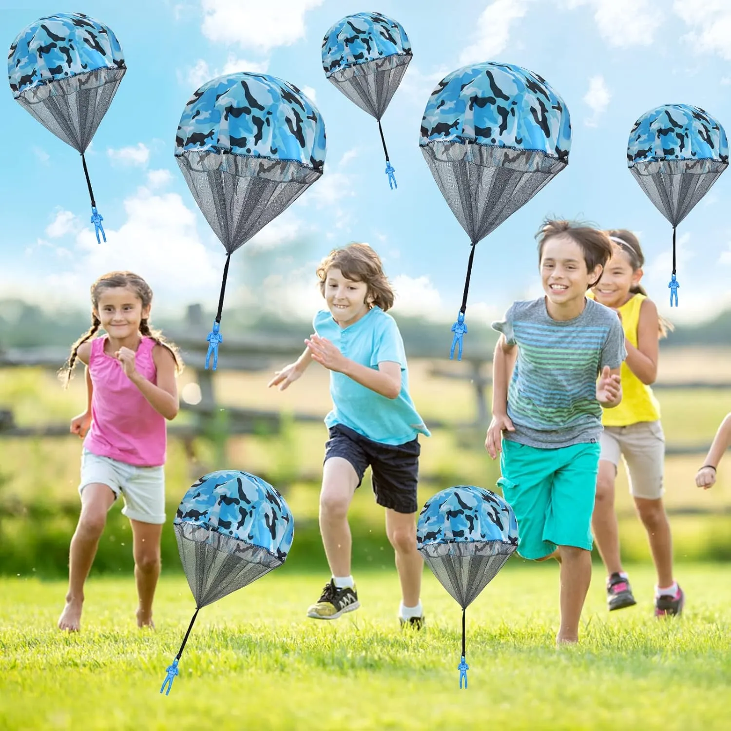 Toy No Battery nor Assembly Required 15 Pcs protect malfunction porous vegetable coral Parachute Toy, Camo Parachute Men Tangle Free Throwing Hand Throw Outdoor Flying Paratrooper 