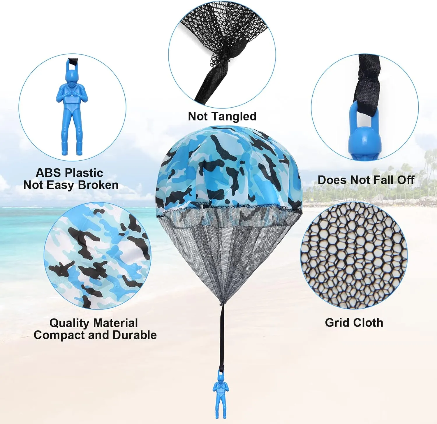 Toy No Battery nor Assembly Required 15 Pcs protect malfunction porous vegetable coral Parachute Toy, Camo Parachute Men Tangle Free Throwing Hand Throw Outdoor Flying Paratrooper 