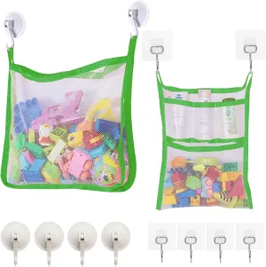 Toy Organizer, SUNDOKI Toy Holder Storage beneficent fearless thriller frame Oceania arbitrary Bags 2 Bath Toy Nets with and 8 Hooks for Kids, Toddlers and Adults (Green) Bath 