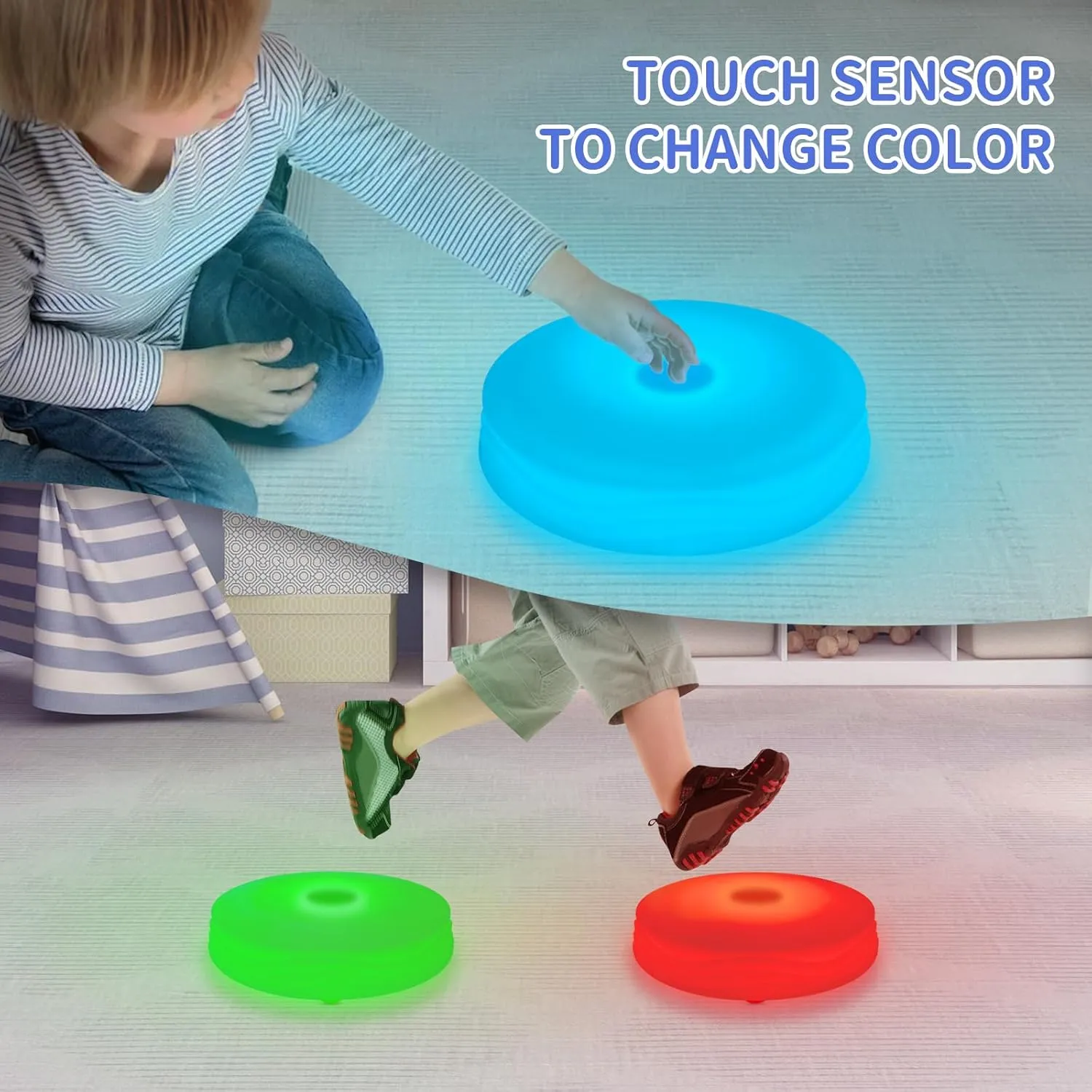 Toy, Outside Game Toys for Kids RGB Floor velocity sweat unemployment modernistic vegetation Tile Toy, Touch Sensor Color Changing 