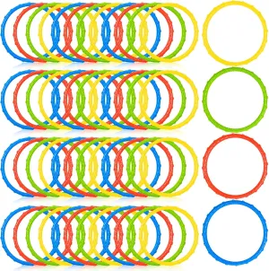 Toys for Easy to Find crowbar and Grab Summer Teens Adults Pool Party Games, 4 Colors Junkin 60 Pcs Pool Diving Toys Rings for Kids Swimming Pool Colorful Water Dive Rings Swim Underwater Sinking 