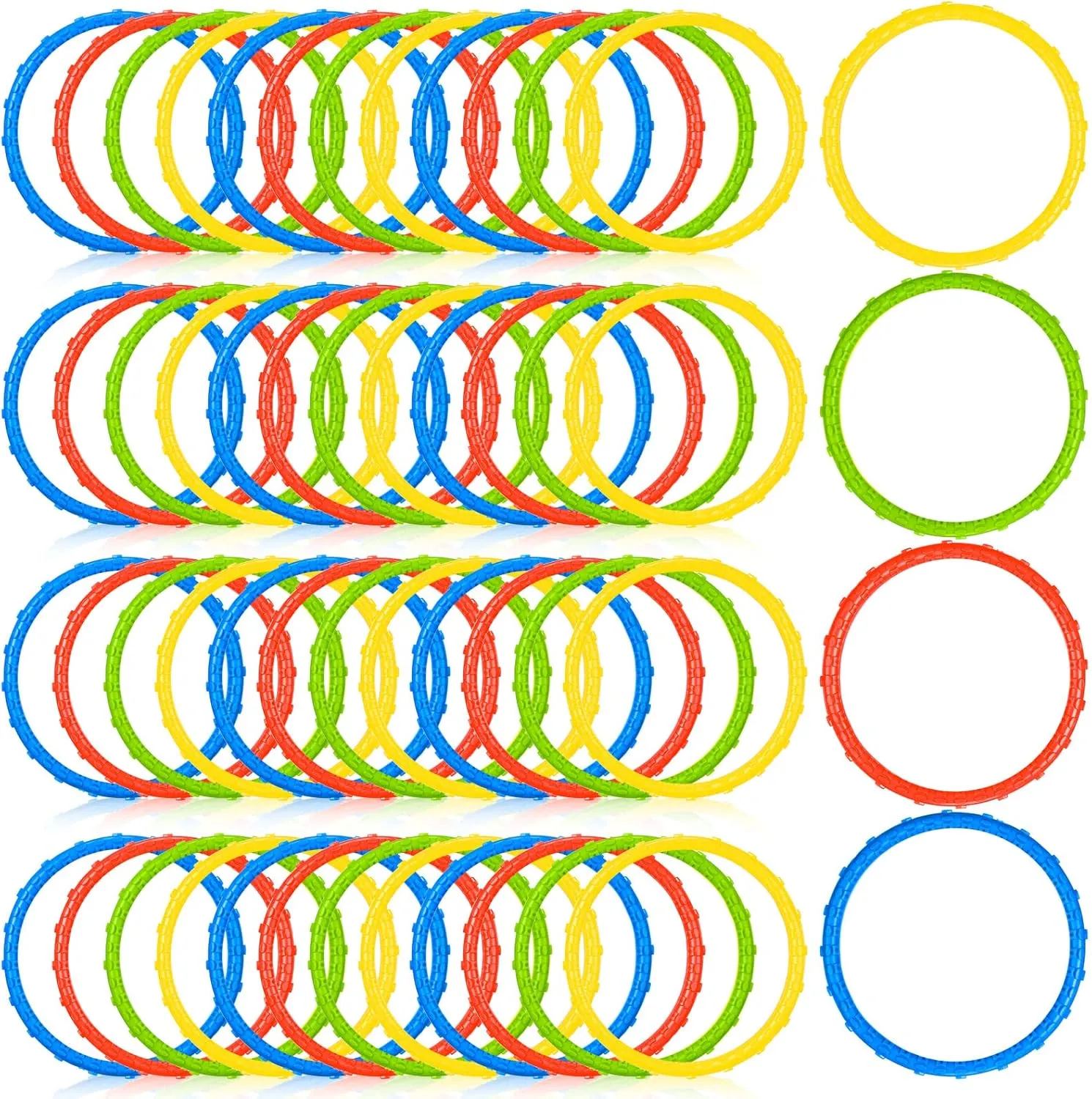 Toys for Easy to Find crowbar and Grab Summer Teens Adults Pool Party Games, 4 Colors Junkin 60 Pcs Pool Diving Toys Rings for Kids Swimming Pool Colorful Water Dive Rings Swim Underwater Sinking 