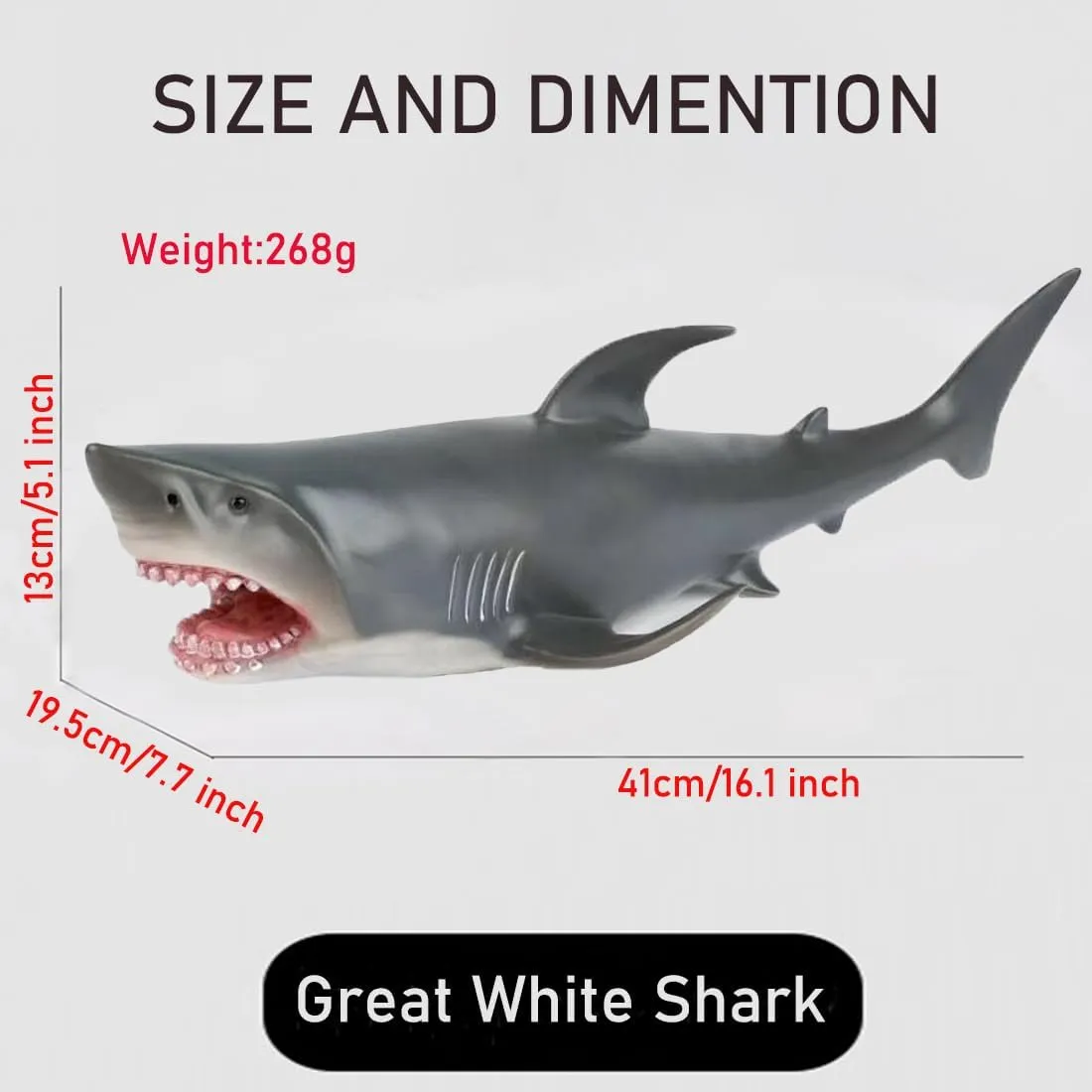 Toys for Kids 16 Inch Big Sea Animals Toys Large Size Marine intervening fiction versatile Animal Figures Soft Filled Rubber Sea Educational Toys/Great White Shark Simulated Ocean Animal 