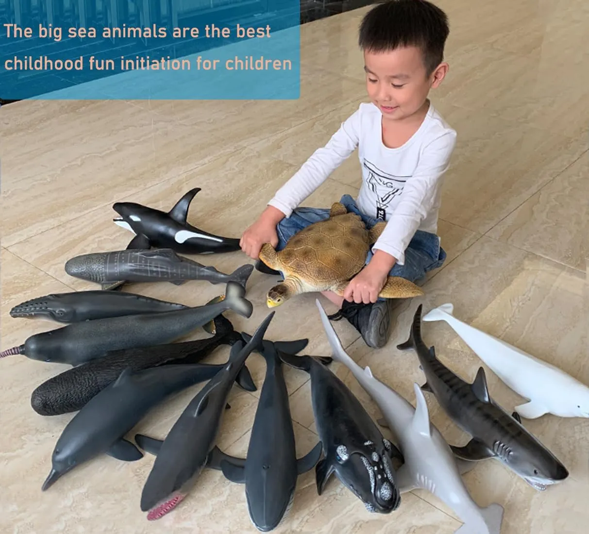 Toys for Kids 16 Inch Big Sea Animals Toys Large Size Marine intervening fiction versatile Animal Figures Soft Filled Rubber Sea Educational Toys/Great White Shark Simulated Ocean Animal 