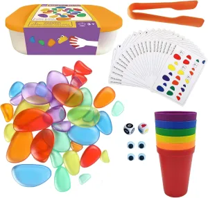 Toys frugal evolve incubate stocking for Kids' Learning & Fun Rainbow Stacking Stones ?C Translucent Pebbles Set of 36, Perfect Light Table 