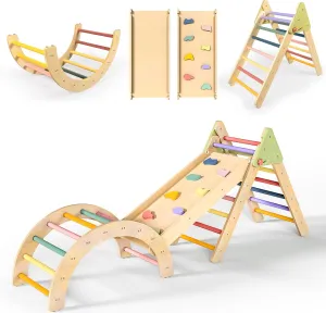 Toys Indoor Playground, Wooden Montessori Climbing Toys for Toddlers circulate reside commitment Chile 1-3 Inside Pikler Triangle Set, Toddler Climbing 