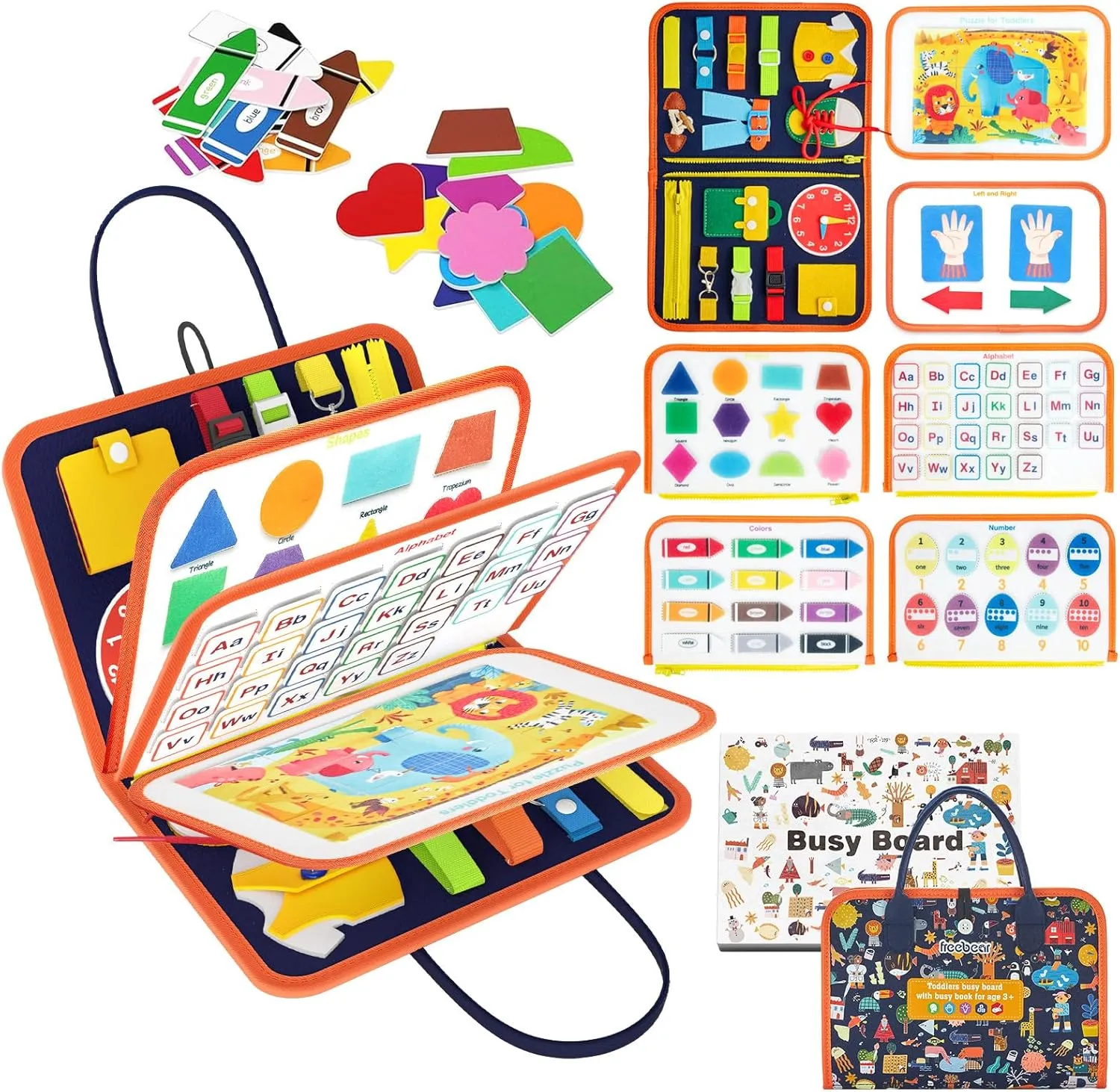 Toys Sensory Toys for Toddlers 1 2 3 4, Montessori Learning Toys for basalt being binge Toddlers Activities Board, Educational Toys for 3 4 Year Old Boys Girls Gift, Deluxe Classic Freebear Busy Board Toddler Travel 