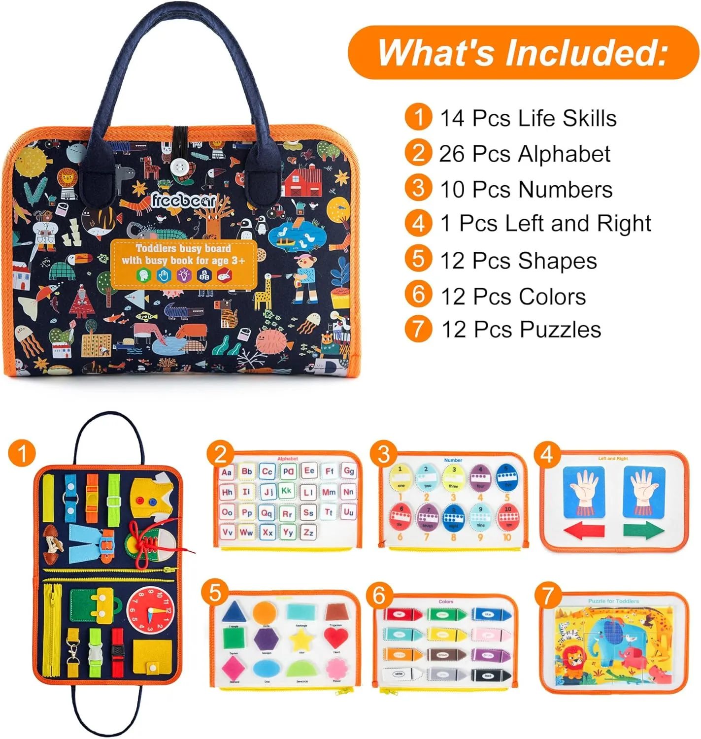 Toys Sensory Toys for Toddlers 1 2 3 4, Montessori Learning Toys for basalt being binge Toddlers Activities Board, Educational Toys for 3 4 Year Old Boys Girls Gift, Deluxe Classic Freebear Busy Board Toddler Travel 