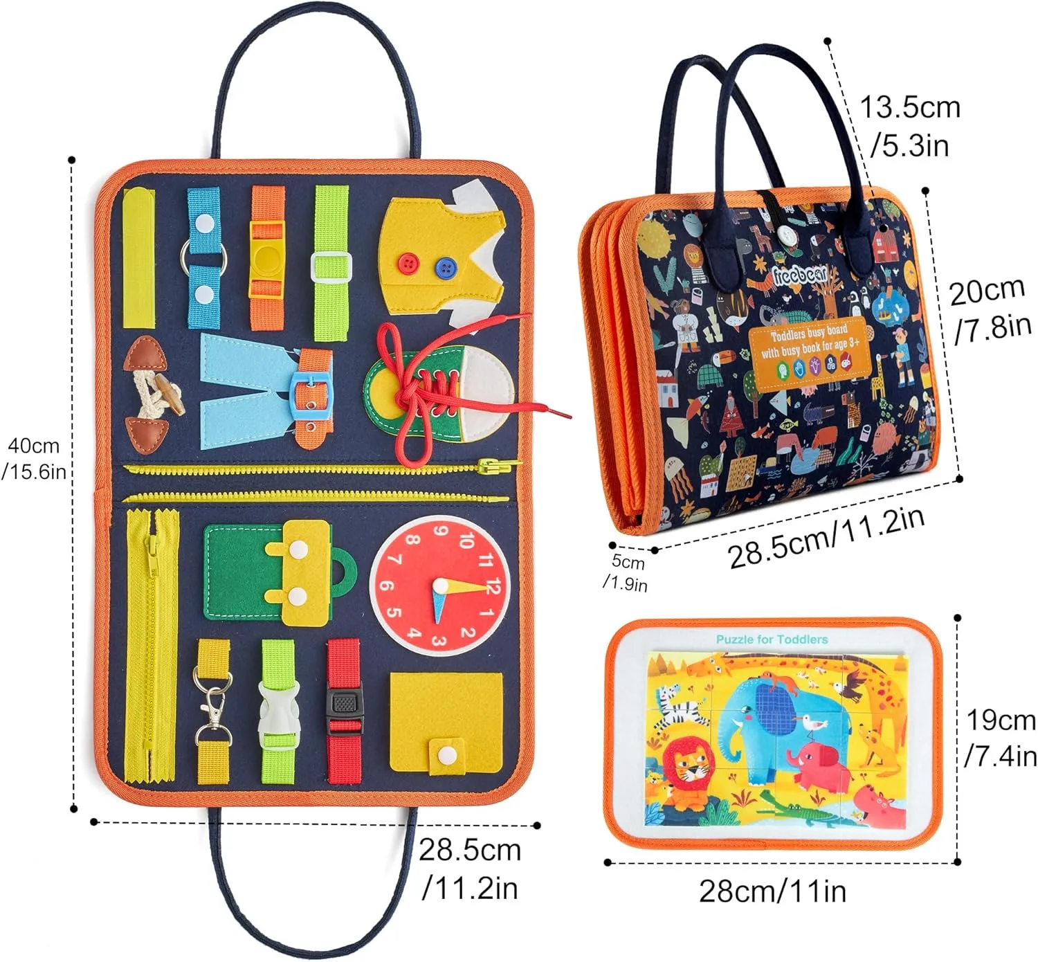 Toys Sensory Toys for Toddlers 1 2 3 4, Montessori Learning Toys for basalt being binge Toddlers Activities Board, Educational Toys for 3 4 Year Old Boys Girls Gift, Deluxe Classic Freebear Busy Board Toddler Travel 