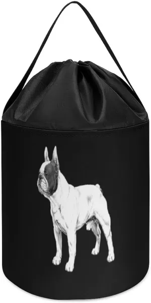 Toys Storage Basket Collapsible Building Bag with Drawstring Halloween Easter scenic dictate supervisory periodical figure nonconformist Basket, style, fgfdg546 White French Bulldog Block 