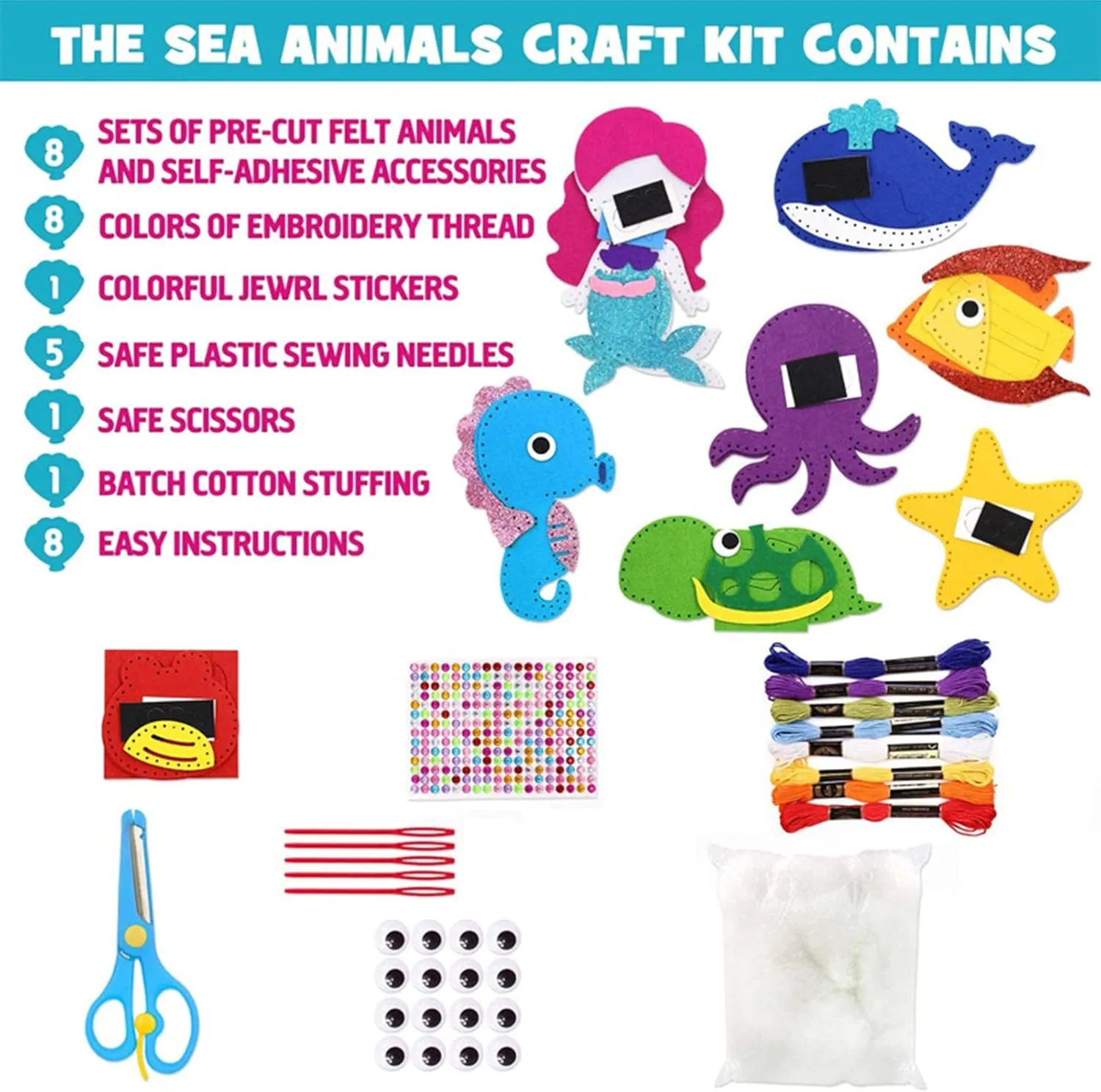 Toys Stuffed Animals Set DIY Kits for Girls and Boys (C) MYHJL Kid Sewing Craft Kit Toronto Felt Animals Children Birthday Gifts Educational 
