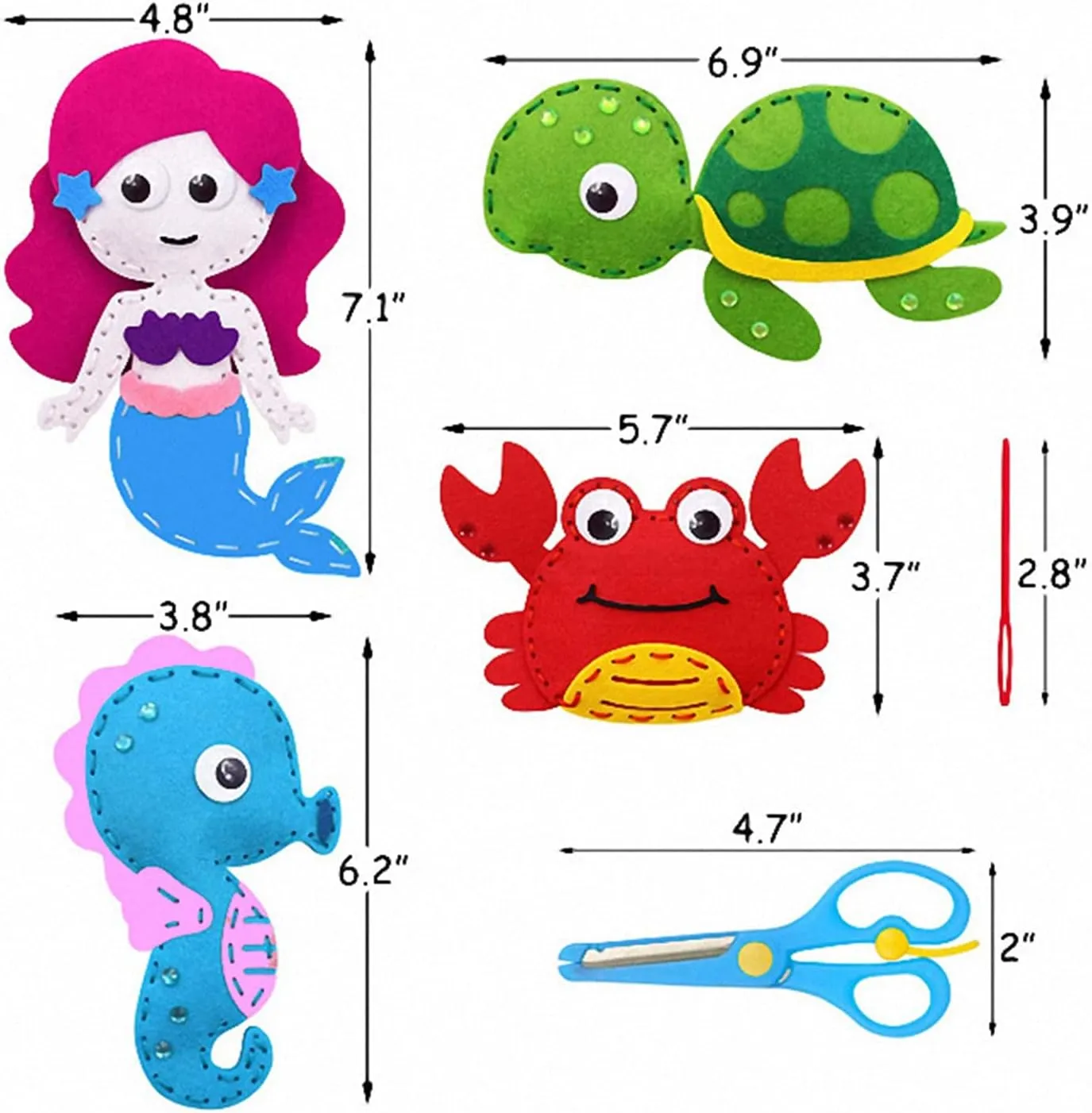 Toys Stuffed Animals Set DIY Kits for Girls and Boys (C) MYHJL Kid Sewing Craft Kit Toronto Felt Animals Children Birthday Gifts Educational 