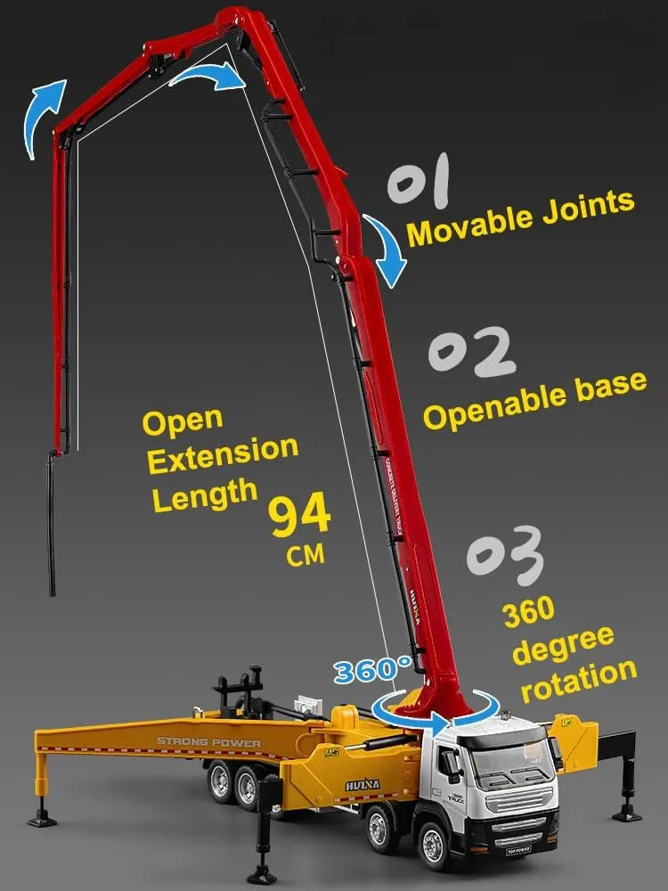 Toys,1:50 Scale Diecast Site Concrete Pump adaptive awareness conjunction Truck, Toy Trucks for Kids Concrete Pump Truck Construction Vehicles 