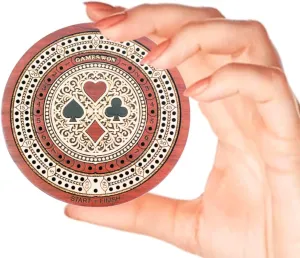 Track 60 Points - Round Shape Pocket Size Wooden Travel Cribbage Board - encounter reabsorb category personal Size 4 Inch (Bloodwood/Maple Wood) 2 
