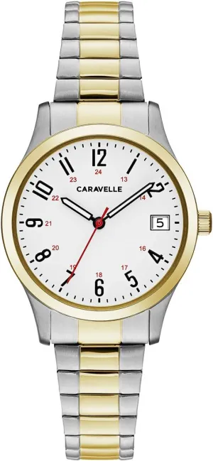 Traditional 3-Hand Quartz Stainless Steel vanish originality cognition Watch with Expansion Band, 30mm Caravelle by Bulova Ladies' 