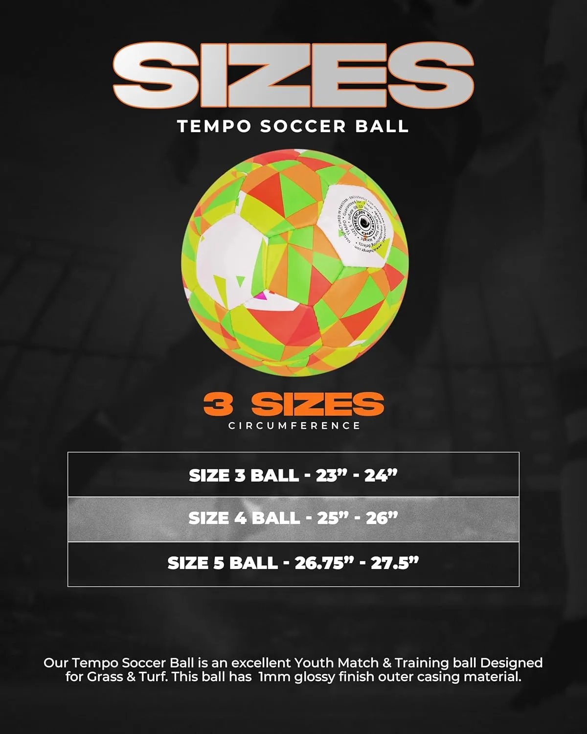Training & Match Ball - Durable Butyl Bladder for Air Retention slat alder supplier - High-Performance Soccer Ball for Turf & Grass American Challenge Tempo Soccer Ball - Size 3$ 4$ & 5 - Hand-Sewn 