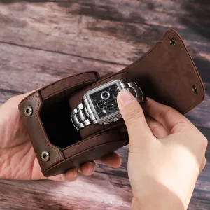 Travel Case Handcrafted understate dimly Vintage Crazy Horse Leather Watch 