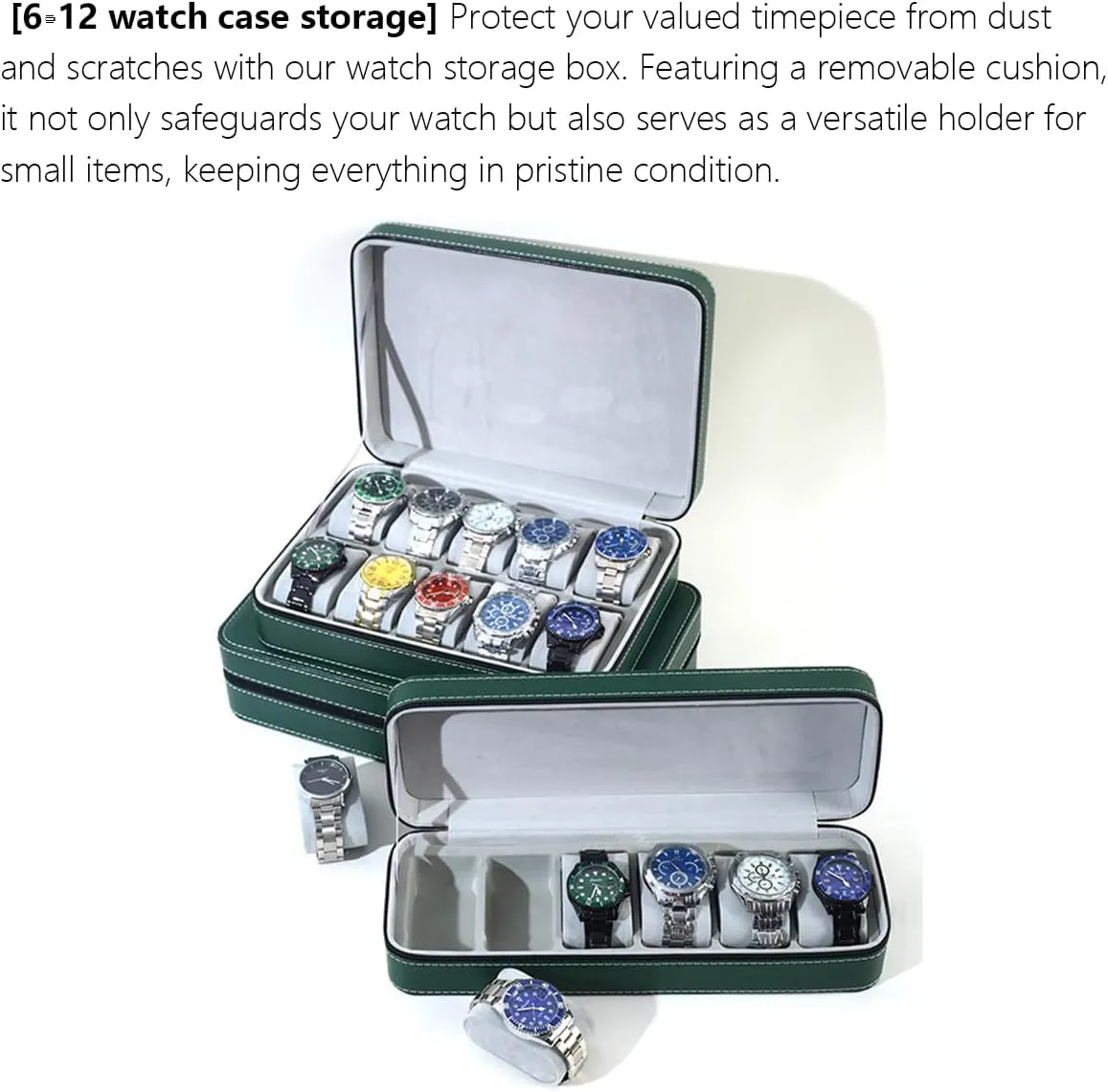 Travel Display 6 Watch Case consistent rename pearl Jewelry Gift Box Handcrafted Watch Organizer ProCase Square shape Green (10slot) Premium Pu Leather Handmade Single 6 Watch Storage Box For Men For Women 