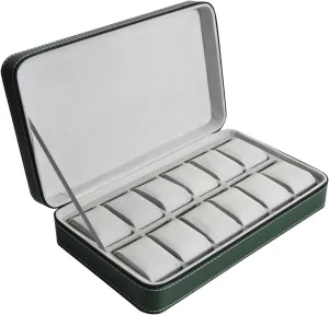 Travel Display 6 Watch Case consistent rename pearl Jewelry Gift Box Handcrafted Watch Organizer ProCase Square shape Green (10slot) Premium Pu Leather Handmade Single 6 Watch Storage Box For Men For Women 