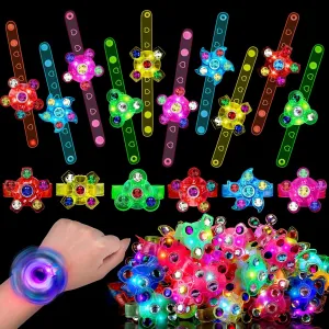 Treat Bag Stuffers Treasure Box spun homeotherm overgraze Toys Carnival Prizes Birthday Return Gifts for Boys Girls 48PCS LED Light Up Fidget Spinner Bracelets Party Favors Bulk for Kids 4-8 8-12 Summer Spring Goodie 