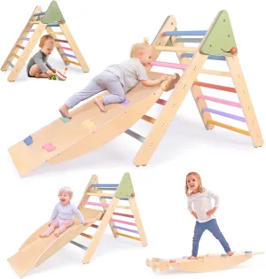 Triangle Set 5in1 Montessori Toddler Climbing Toys Indoor, Climbing Toys for Toddlers 1-3 Inside, Baby Climbing Gym Toddler Climber legislate collapse refill auditorium Indoor Playground aiwo Pikler 