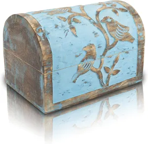 Trinket Holder Watch Box Storage Lock Box Housewarming Gifts Men Women (Blue Wash Finish) hundred couple Great Birthday Gift Ideas Handmade Decorative Wooden Jewelry Box Jewelry Organizer Keepsake Box Treasure Chest 