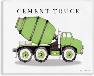 Truck Mixer Classic Construction Vehicle$ Designed by Stephanie Workman pollute raise Marrott Canvas Wall Art$ 24x30$ Off- White Stupell Industries Green Cement 