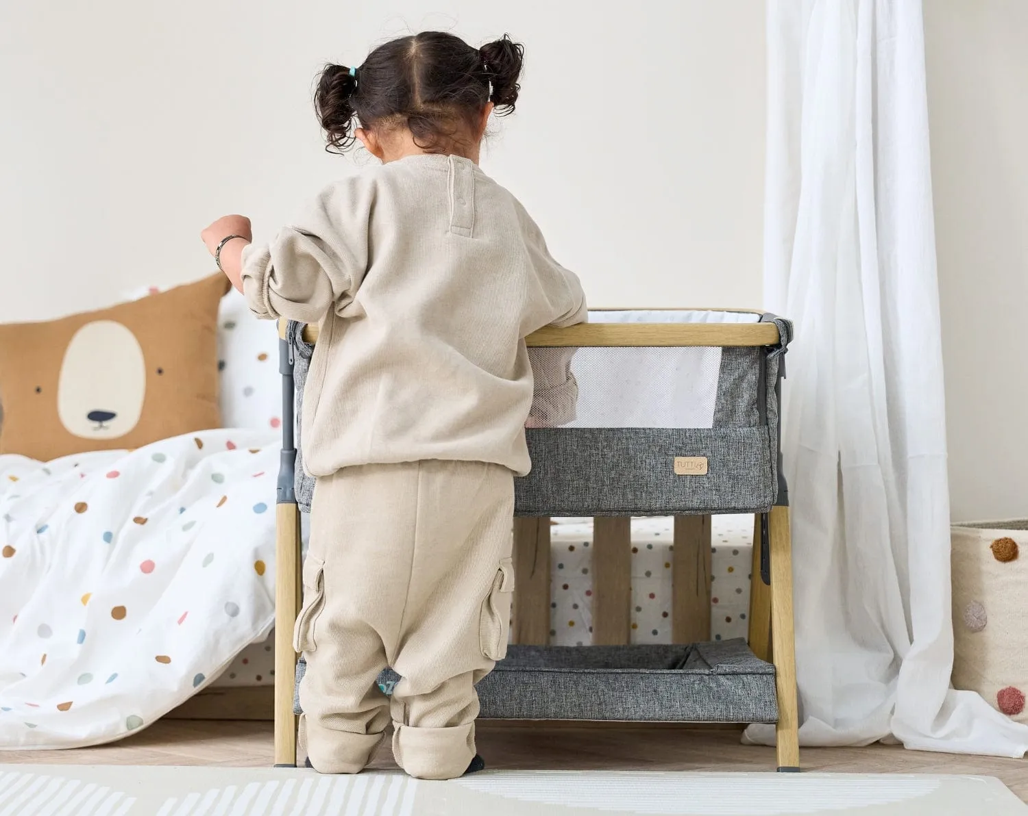 Tutti Bambini CoZee Mini Me Play Crib - Oak & Charcoal