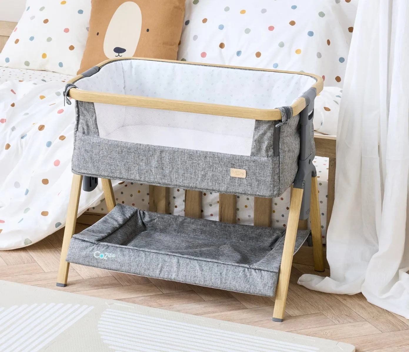 Tutti Bambini CoZee Mini Me Play Crib - Oak & Charcoal