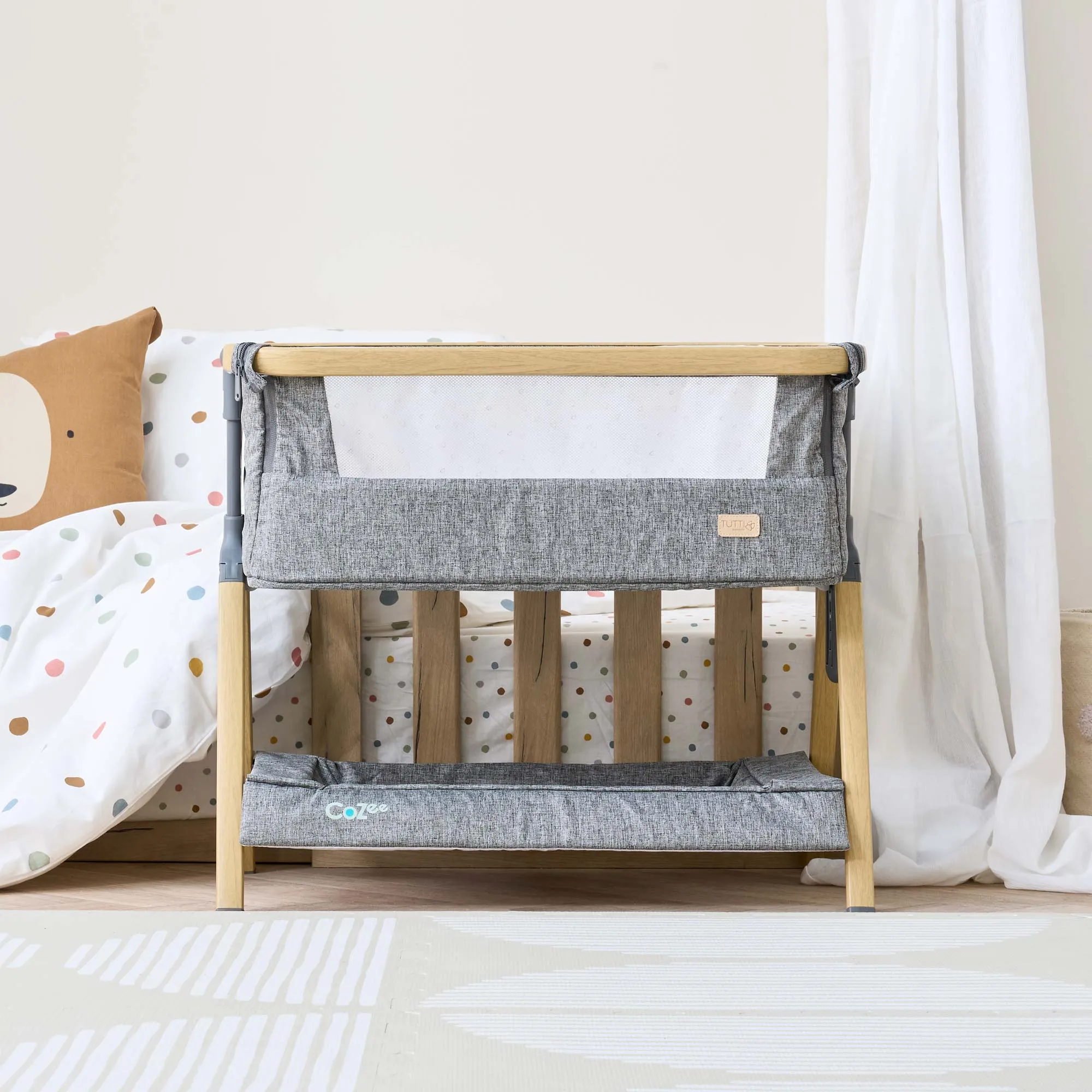 Tutti Bambini CoZee Mini Me Play Crib - Oak & Charcoal
