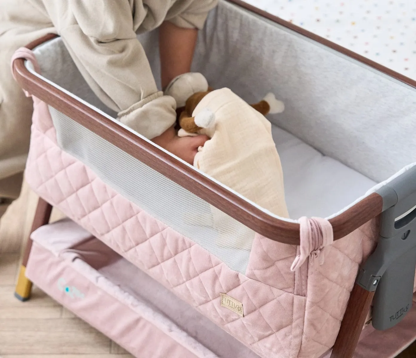 Tutti Bambini CoZee Mini Me Play Crib - Walnut & Blush