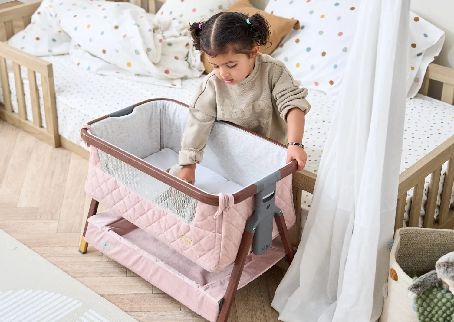 Tutti Bambini CoZee Mini Me Play Crib - Walnut & Blush