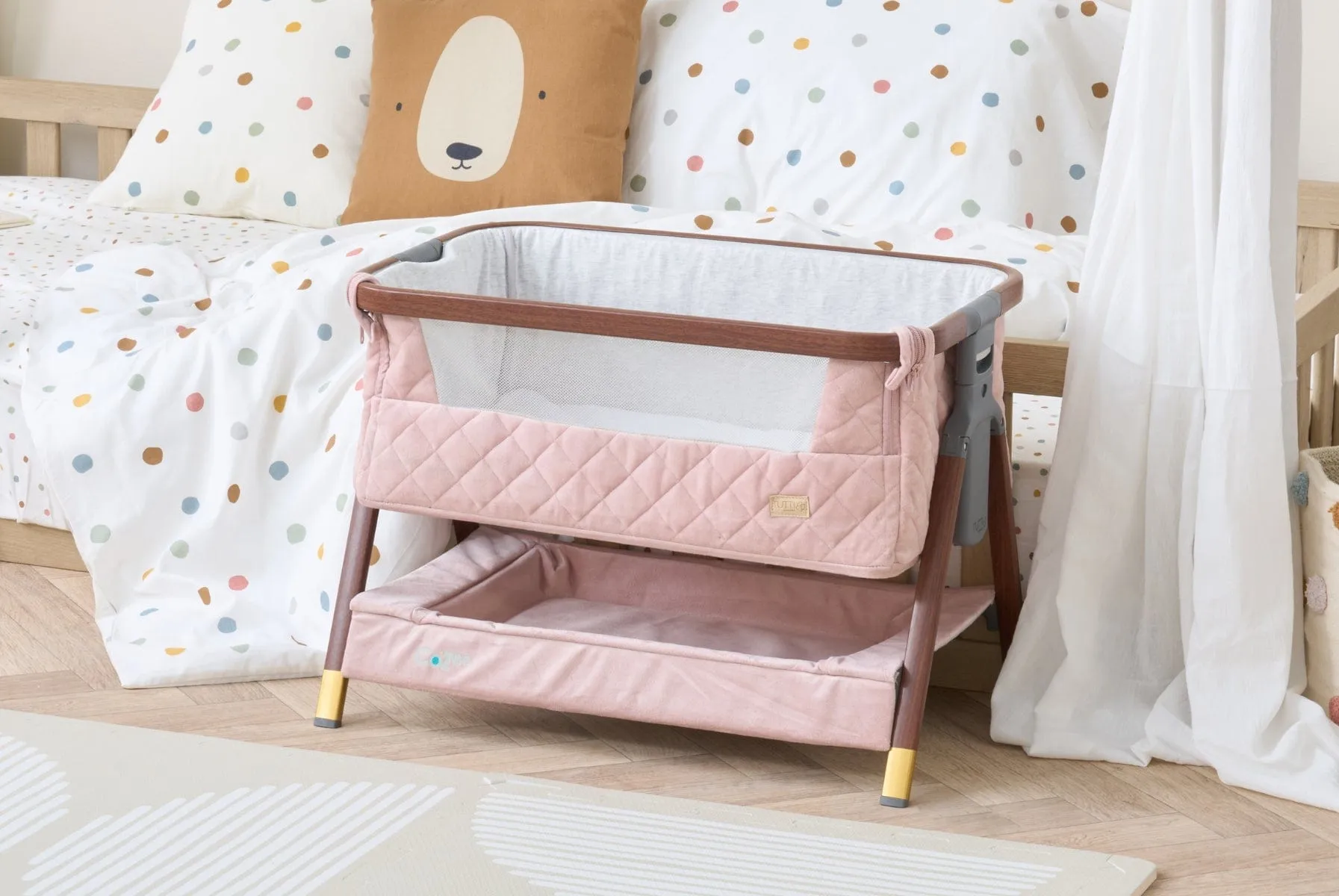 Tutti Bambini CoZee Mini Me Play Crib - Walnut & Blush
