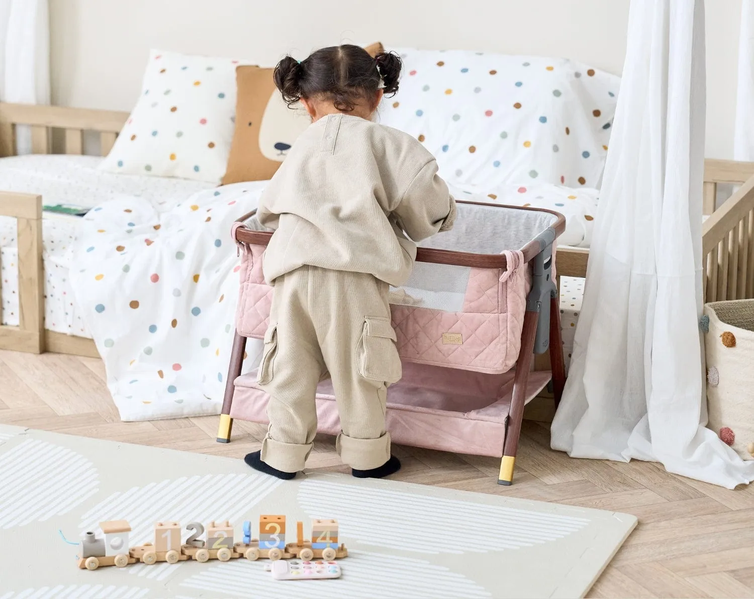 Tutti Bambini CoZee Mini Me Play Crib - Walnut & Blush