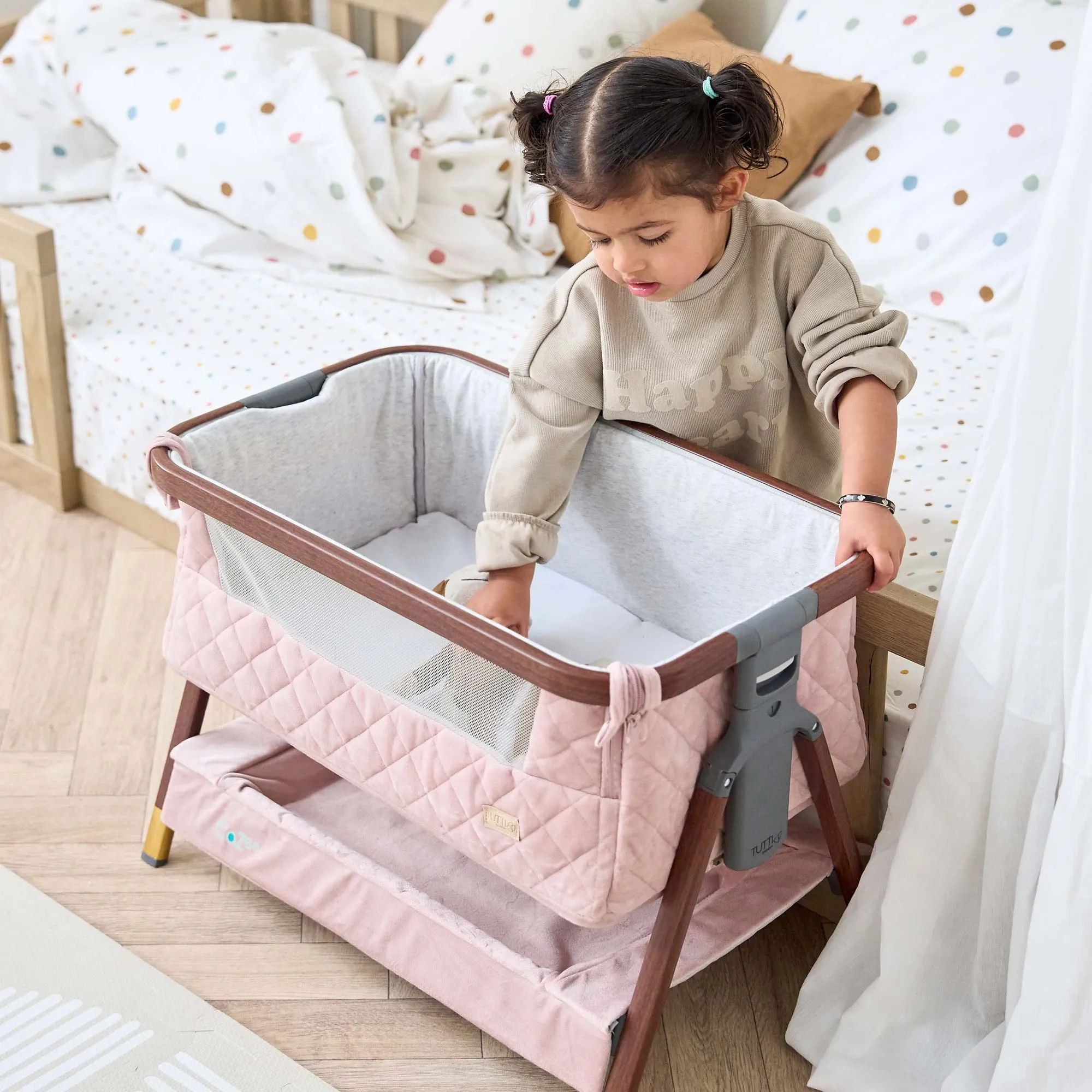 Tutti Bambini CoZee Mini Me Play Crib - Walnut & Blush