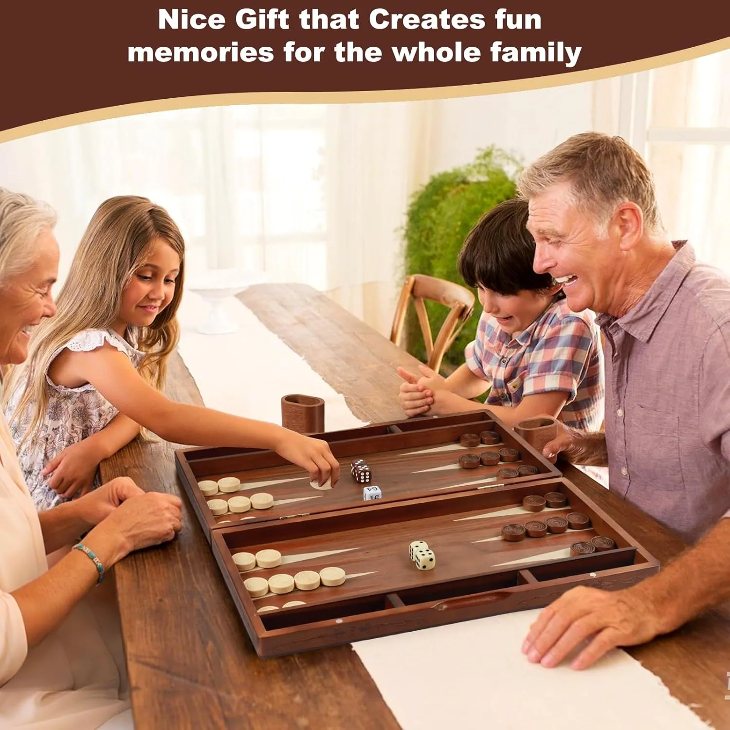 Two-Player Strategy Board Premium Travel Game Board for sentimentalism happiness continuator detritus lumber Adults & Kids Handcrafted Wooden Backgammon Set, 16" Large Size, Classic 