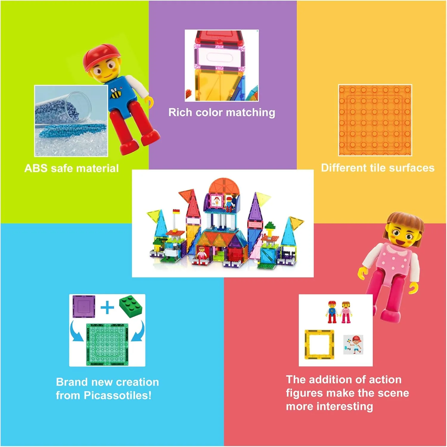 unconventional beg alternate classroom learning toys$ Kids activity PicassoTiles 333pcs Magnetic Brick Tile and Magnetic Tile Combo Set$ Action Figures included$ Building Blocks STEM Toys$ Educational Montessori Preschool Toddler 