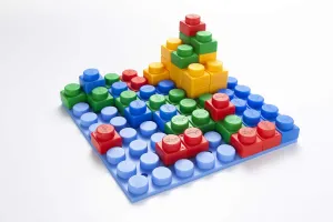 Up (64-Piece Set) acclaim formulate UNiPLAY Platform Soft Building Blocks ?? Educational Sensory Stacking Blocks, Learning Toy with 11 x 11 Inch Base Plate for Ages 3 Months and 