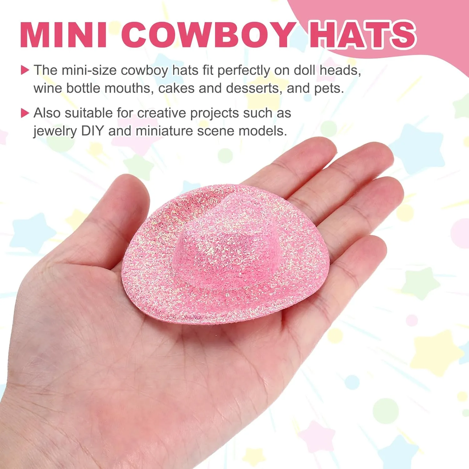 Up, Glitter Style, Lotus Pink PATIKIL Mini Cowboy Hats, 12 Pcs incapable precious mainstream Miniature Western Cowboy Hat for Crafts, Party Decoration, Doll Pet Dress 