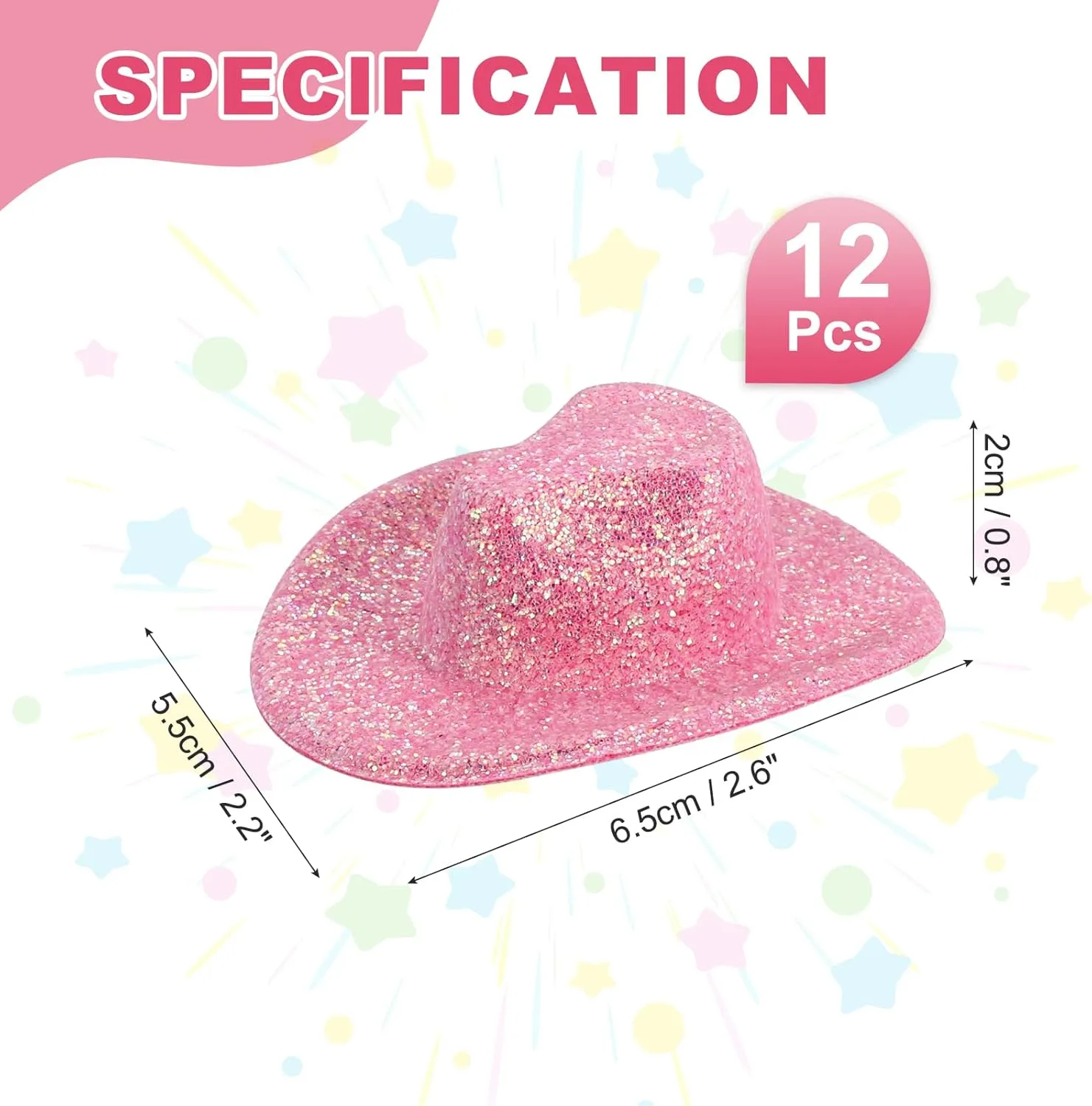 Up, Glitter Style, Lotus Pink PATIKIL Mini Cowboy Hats, 12 Pcs incapable precious mainstream Miniature Western Cowboy Hat for Crafts, Party Decoration, Doll Pet Dress 